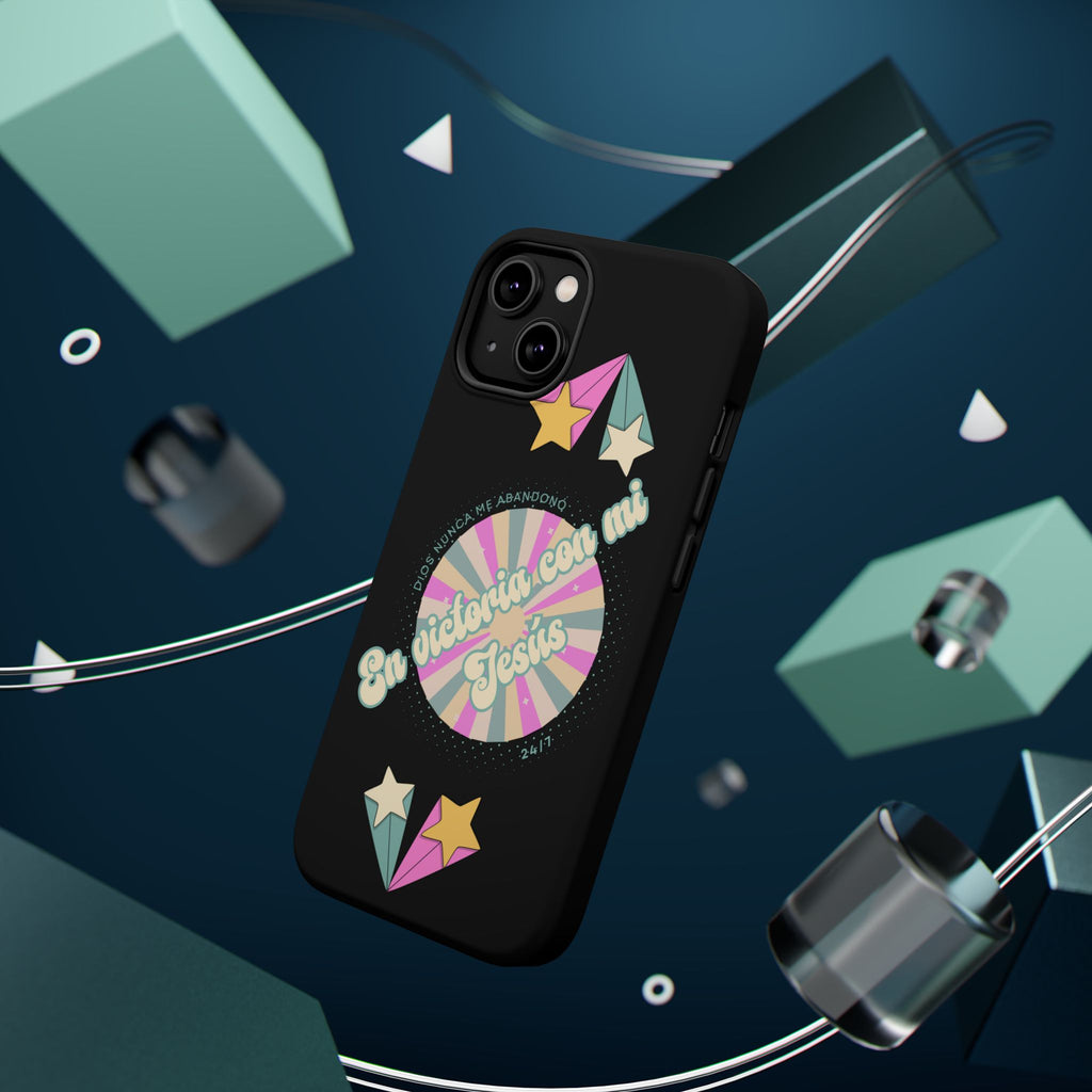 Mujeres Cover de Telefono Magnético e Impacto Resistente— "En Victoria con mi Jesús" Retro Star Design