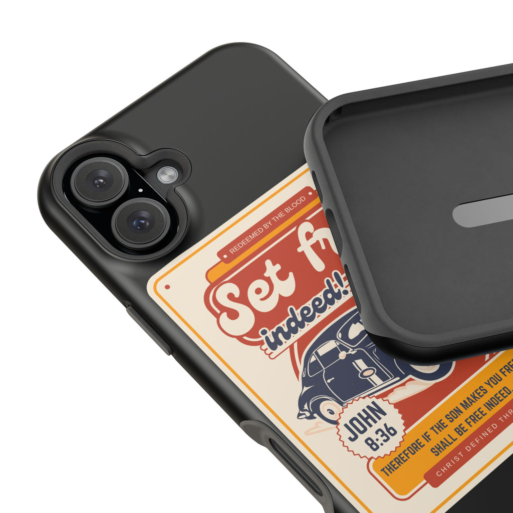 Men's 'Set free indeed' Vintage Graphic Phone Case — Magnetic Impact-Resistant
