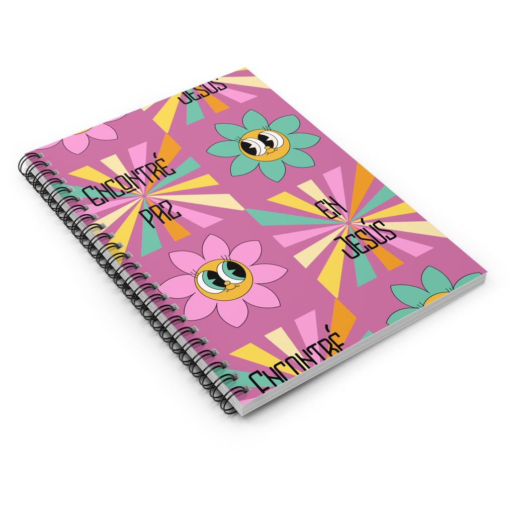 Encontré paz en Jesús libro de escribir — Floral Retro Ruled Journal