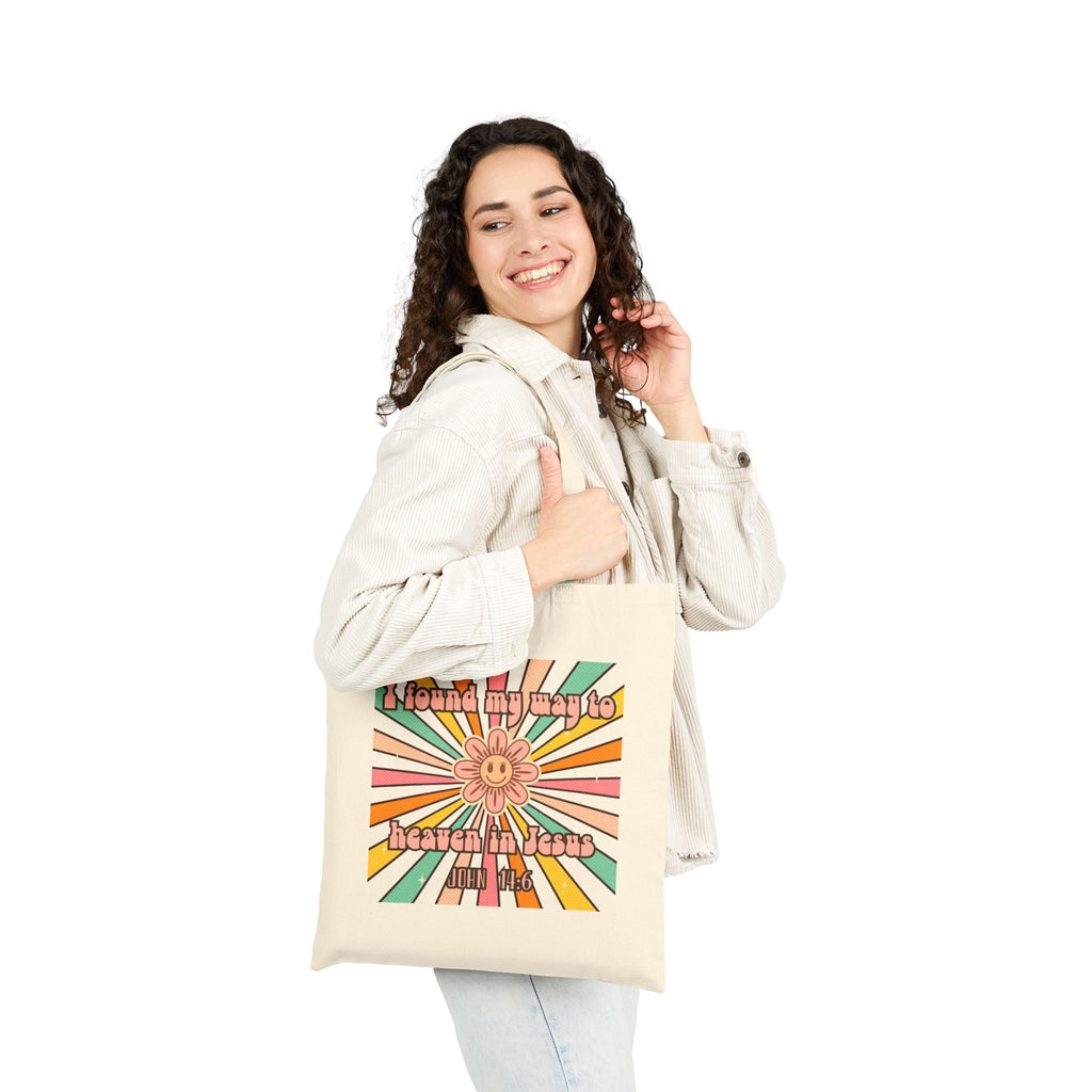 Women's John 14:6 Tote Bag — "I Found My Way to Heaven in Jesus" Canvas Shopper