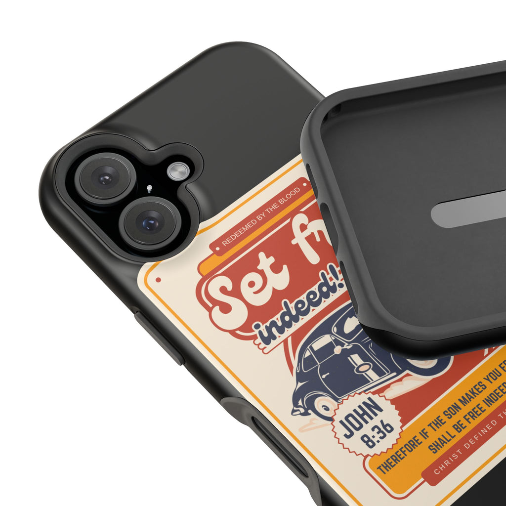 Men's 'Set free indeed' Vintage Graphic Phone Case — Magnetic Impact-Resistant