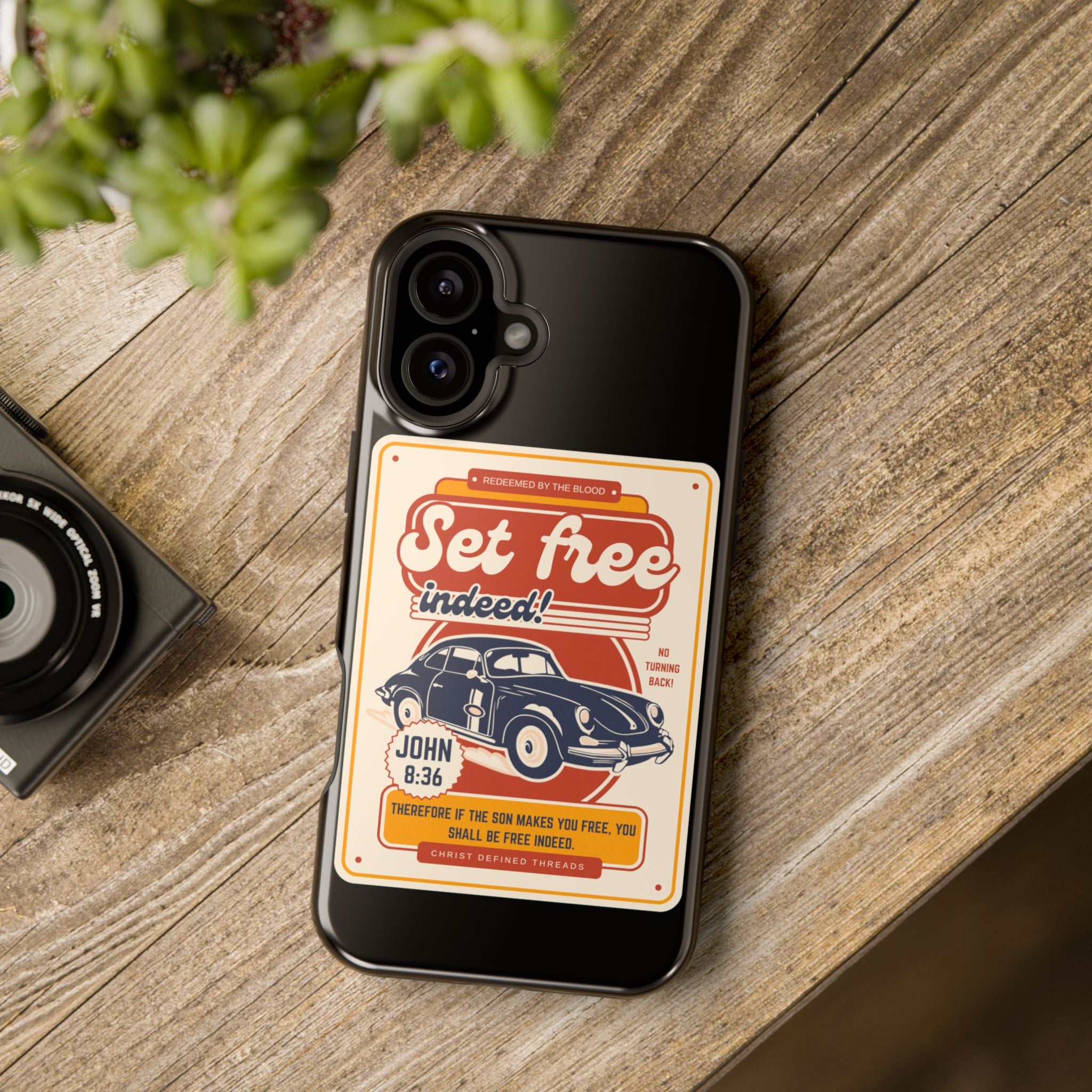 Men's 'Set free indeed' Vintage Graphic Phone Case — Magnetic Impact-Resistant