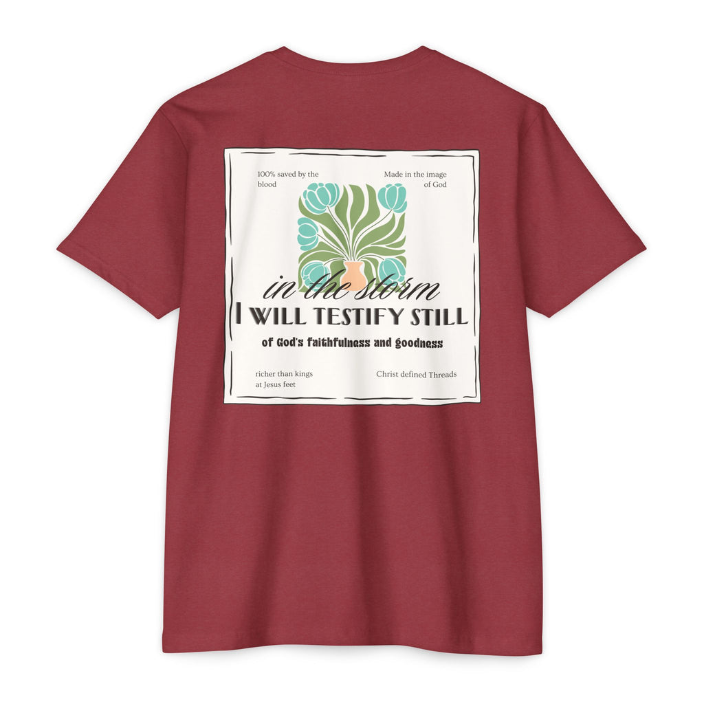 Women's  Faith Graphic T-Shirt — "In the Storm I Will Testify Still" Christian Tee