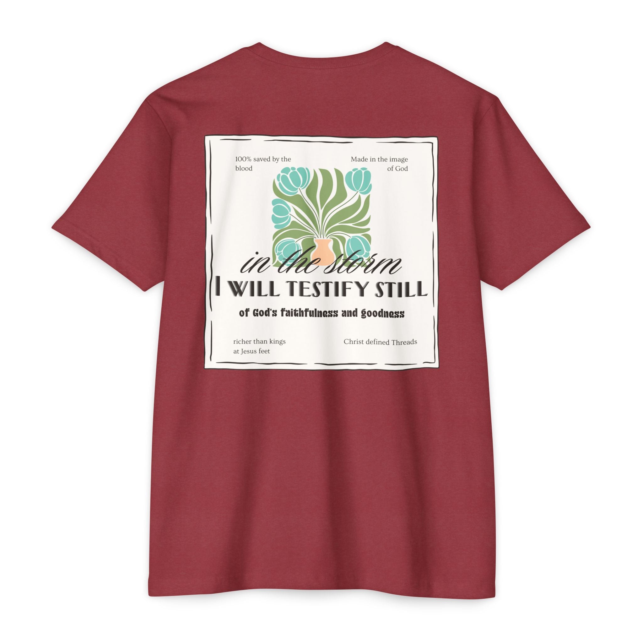 Women's  Faith Graphic T-Shirt — "In the Storm I Will Testify Still" Christian Tee