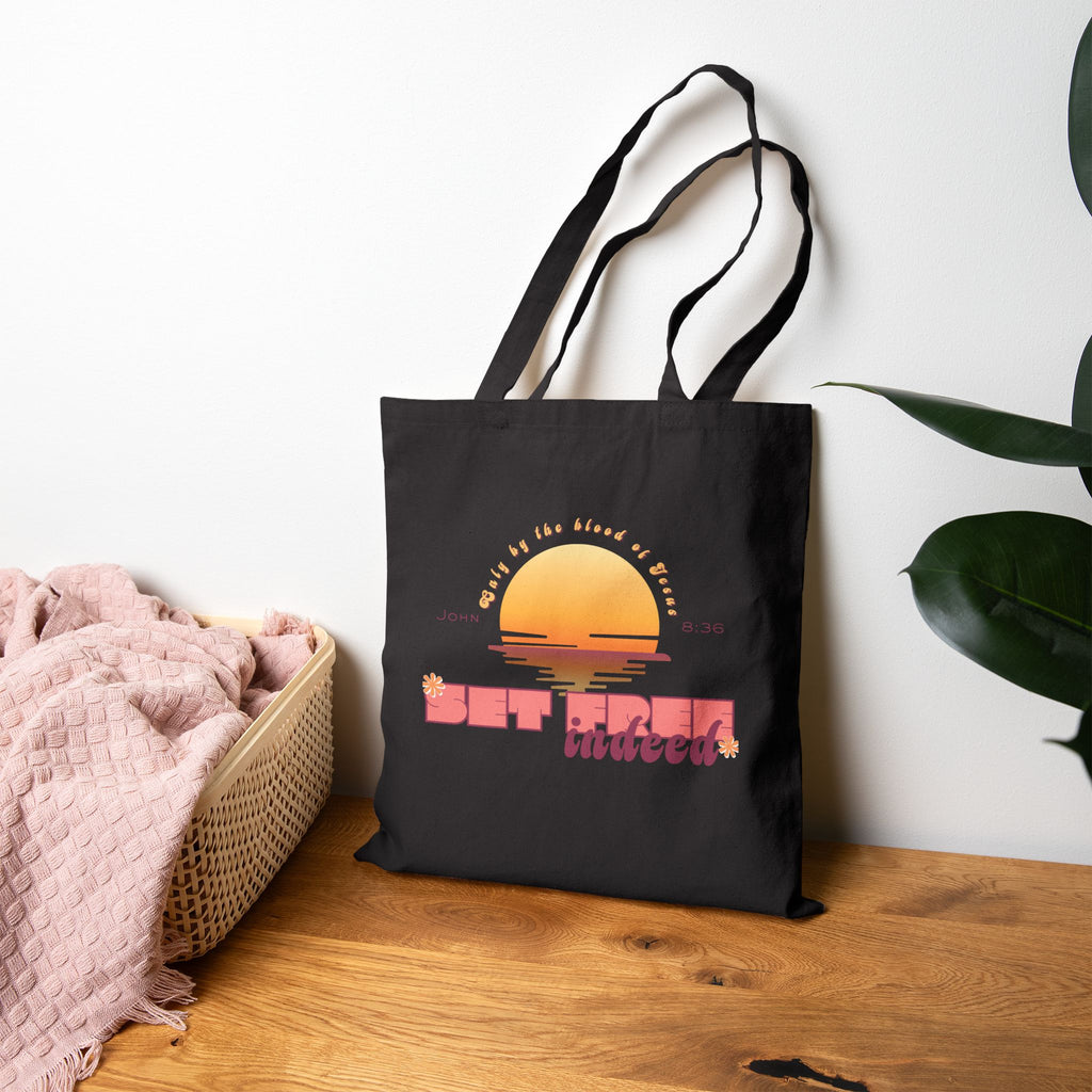Womens'Tote 'Set free indeed'  Bag — Retro Sunset