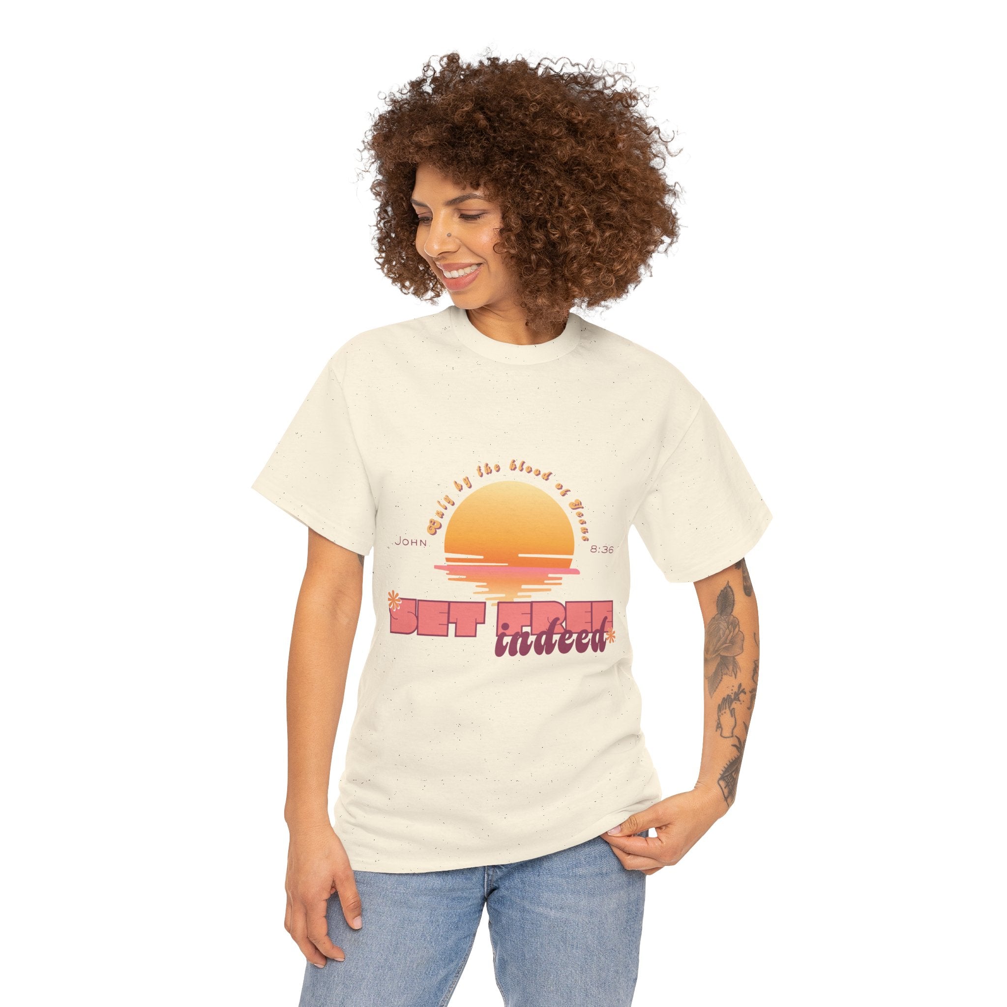 Women's 'Set free indeed' John 8:36- Heavy Cotton Tee