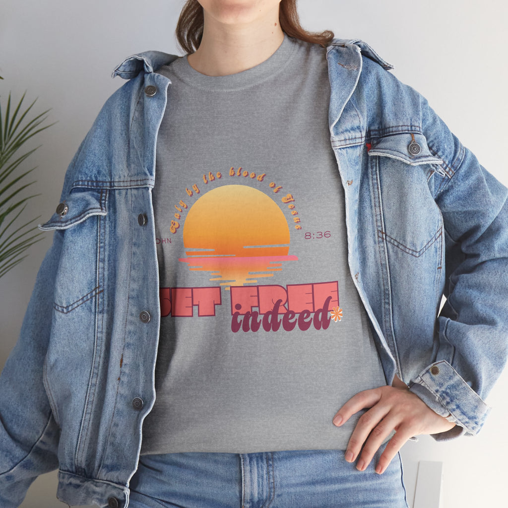 Women's 'Set free indeed' John 8:36- Heavy Cotton Tee