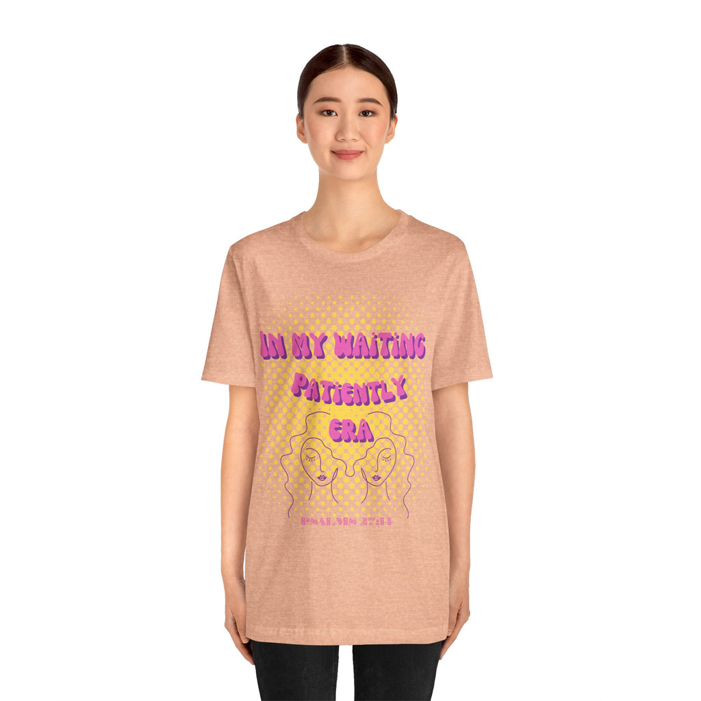 Women's 'In my Waiting Patiently Era' Tee - Yellow Graphic Jersey Short Sleeve