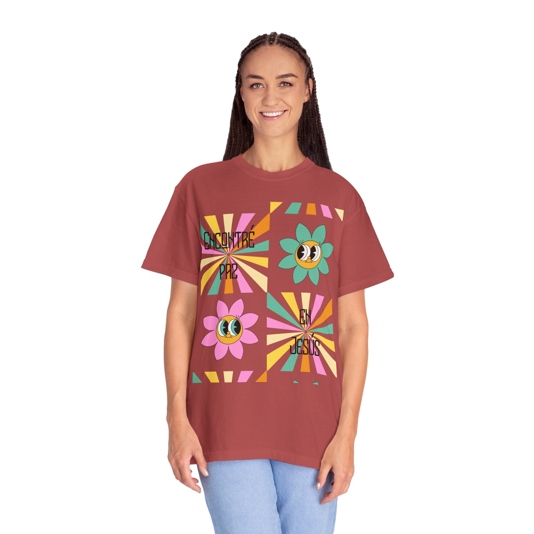 Woman's Spanish "Encontré paz en Jesús"- Camisa Retro Español