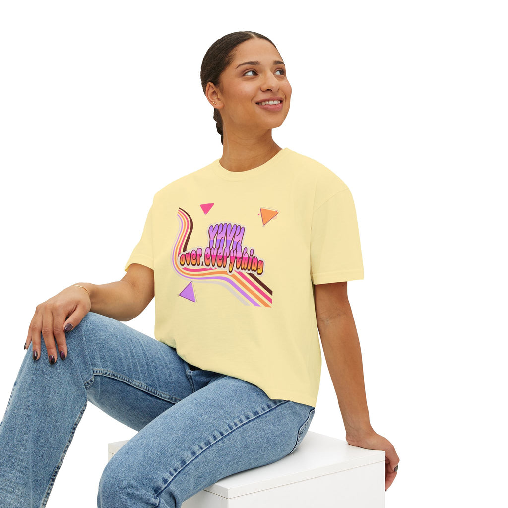 Retro 'YHVH over everything' Boxy Tee — Women's 90s Vibe Graphic T-Shirt