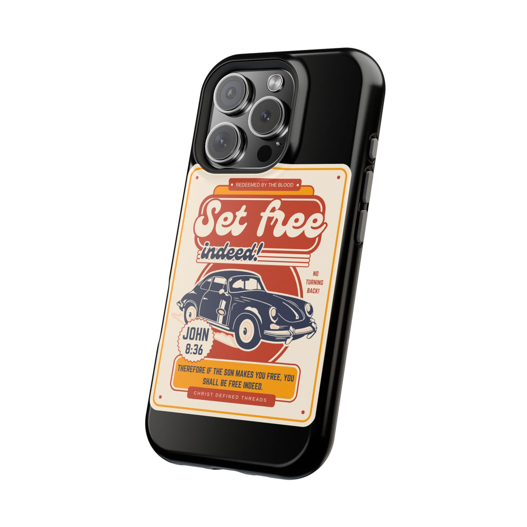 Men's 'Set free indeed' Vintage Graphic Phone Case — Magnetic Impact-Resistant