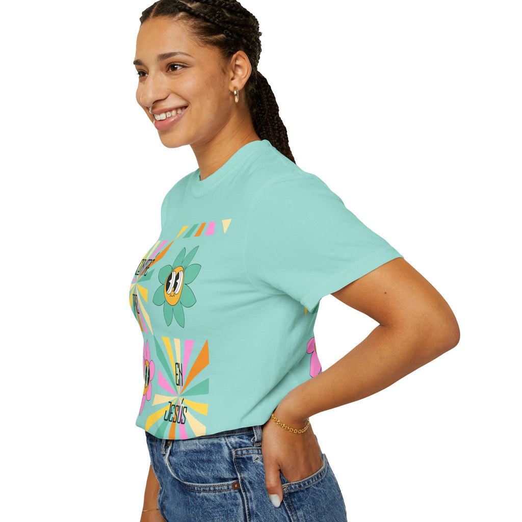 Woman's Spanish "Encontré paz en Jesús"- Camisa Retro Español