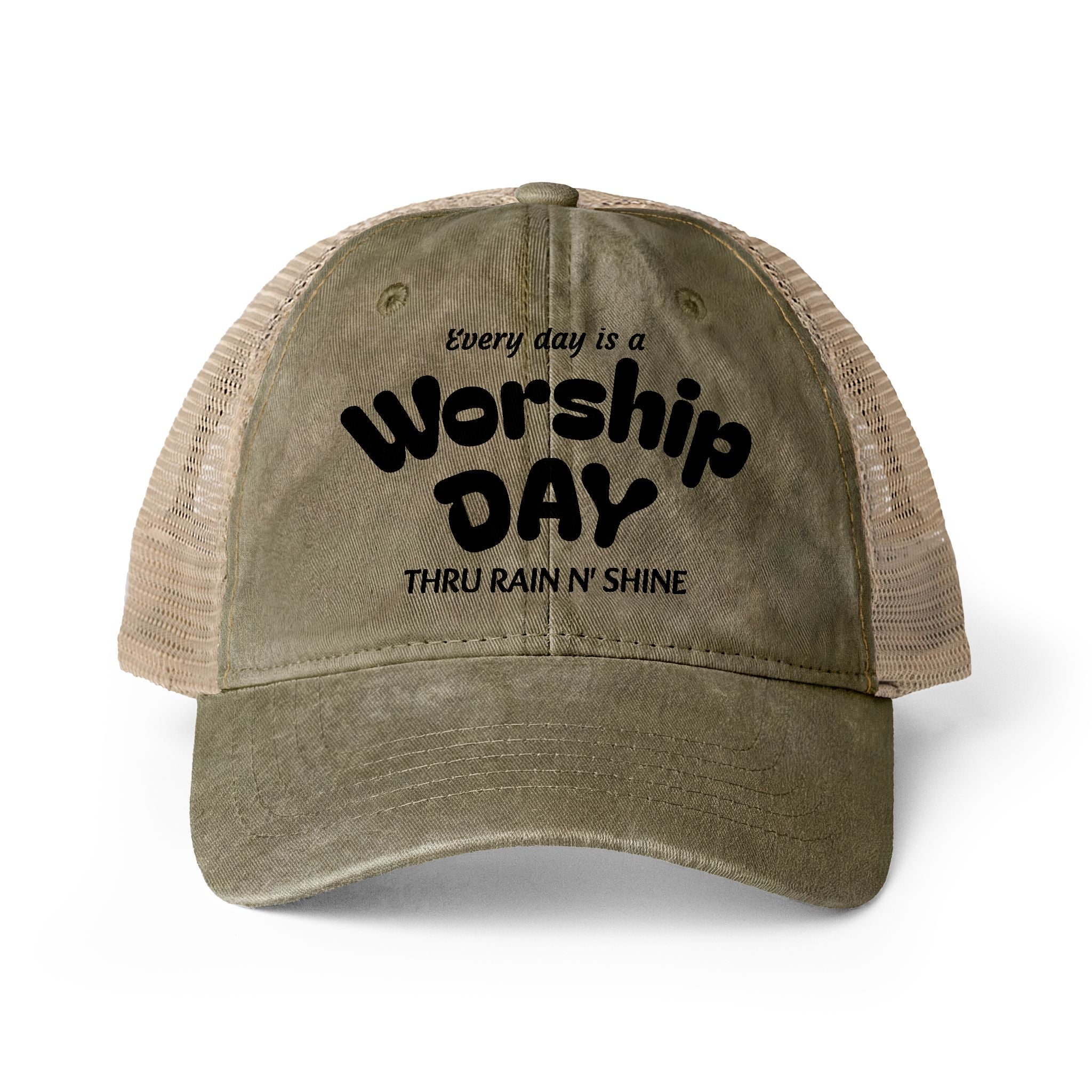 Women's Washed Mesh-Back Cap - Everyday is Worship day