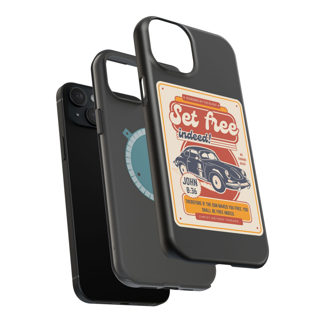 Men's 'Set free indeed' Vintage Graphic Phone Case — Magnetic Impact-Resistant