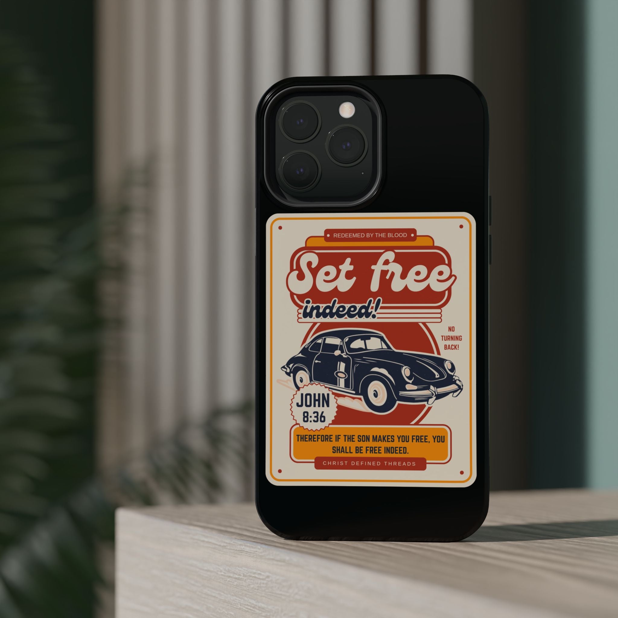 Men's 'Set free indeed' Vintage Graphic Phone Case — Magnetic Impact-Resistant