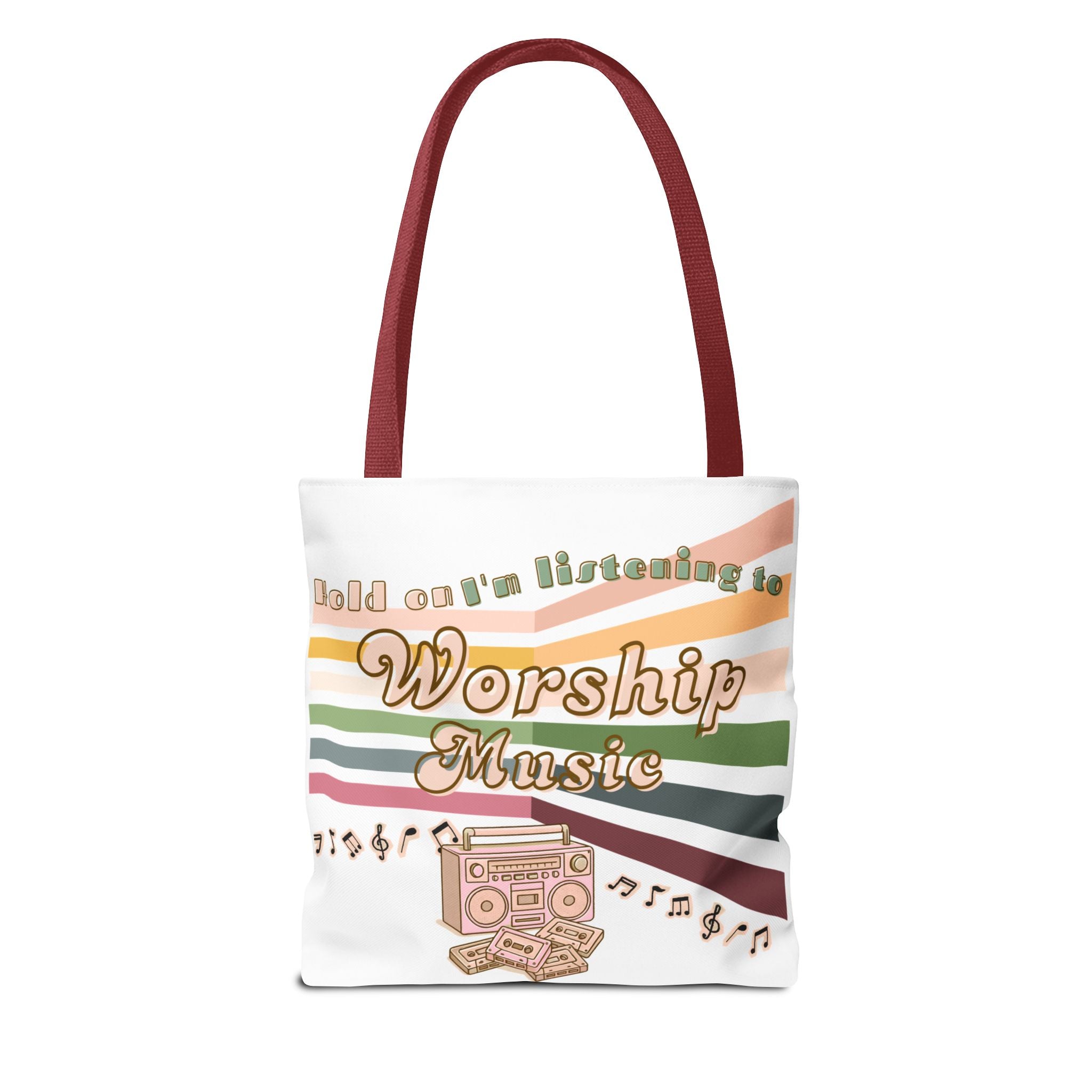 Worship Music Tote Bag – Faith-Inspired Retro Boombox Design