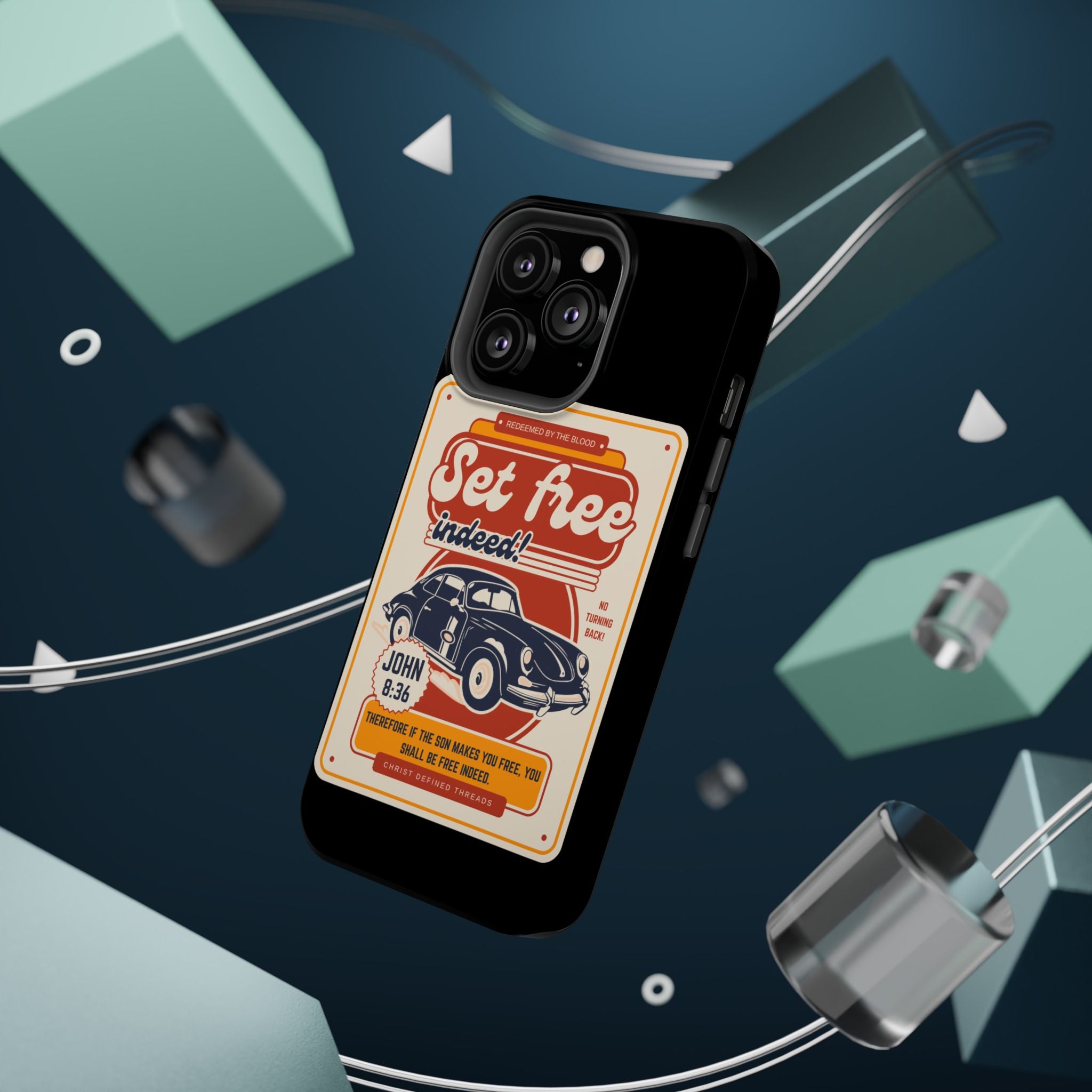 Men's 'Set free indeed' Vintage Graphic Phone Case — Magnetic Impact-Resistant