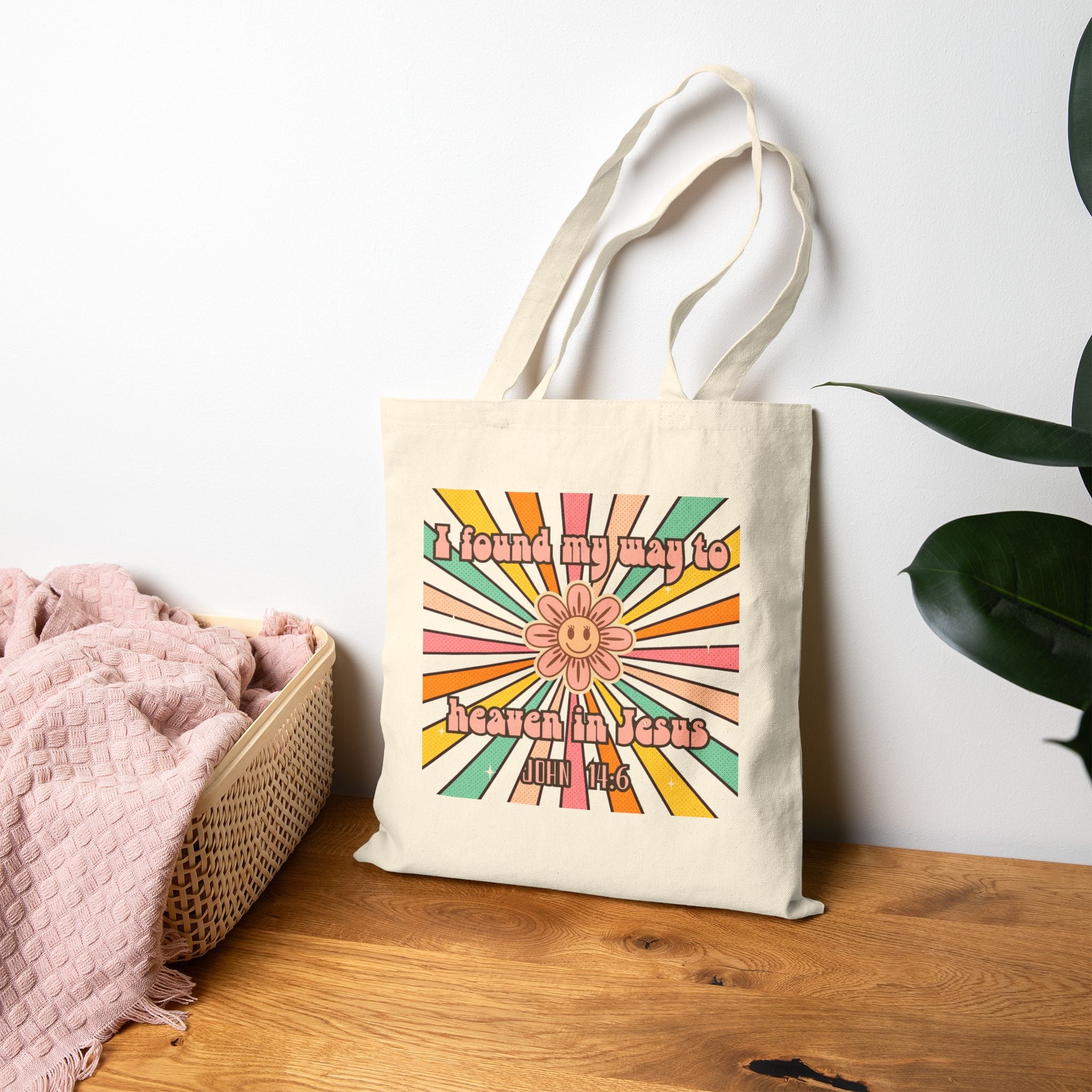 Women's John 14:6 Tote Bag — "I Found My Way to Heaven in Jesus" Canvas Shopper