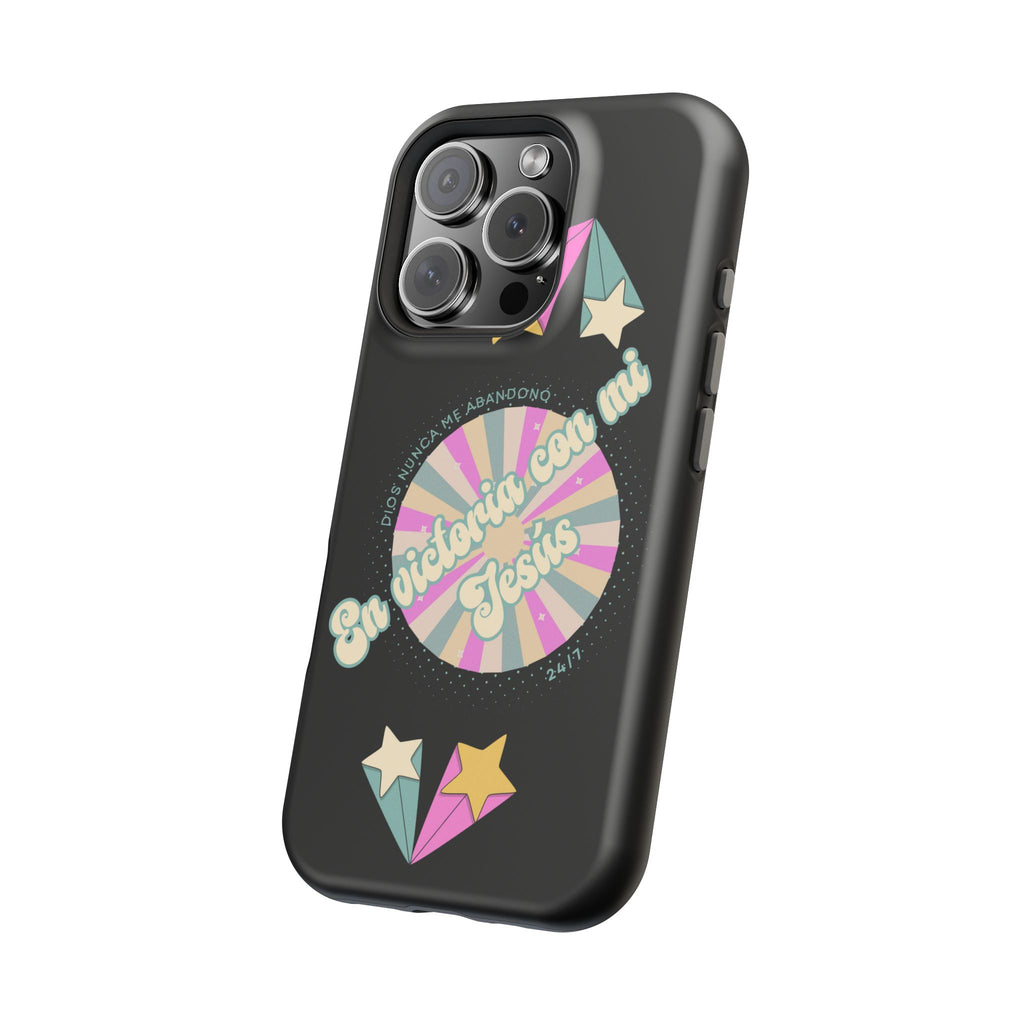 Mujeres Cover de Telefono Magnético e Impacto Resistente— "En Victoria con mi Jesús" Retro Star Design