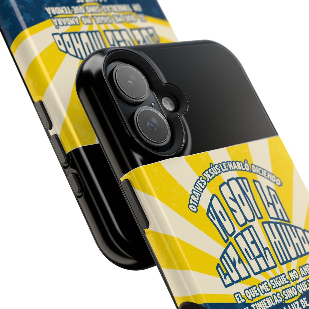 "Yo soy la luz del mundo" protección para telefono (Juan 8:12)— Para hombres- Magnético y resistente al impacto