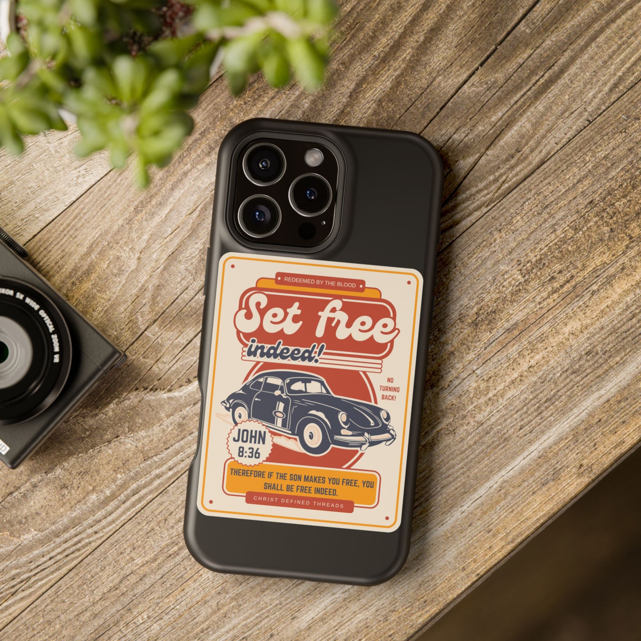 Men's 'Set free indeed' Vintage Graphic Phone Case — Magnetic Impact-Resistant