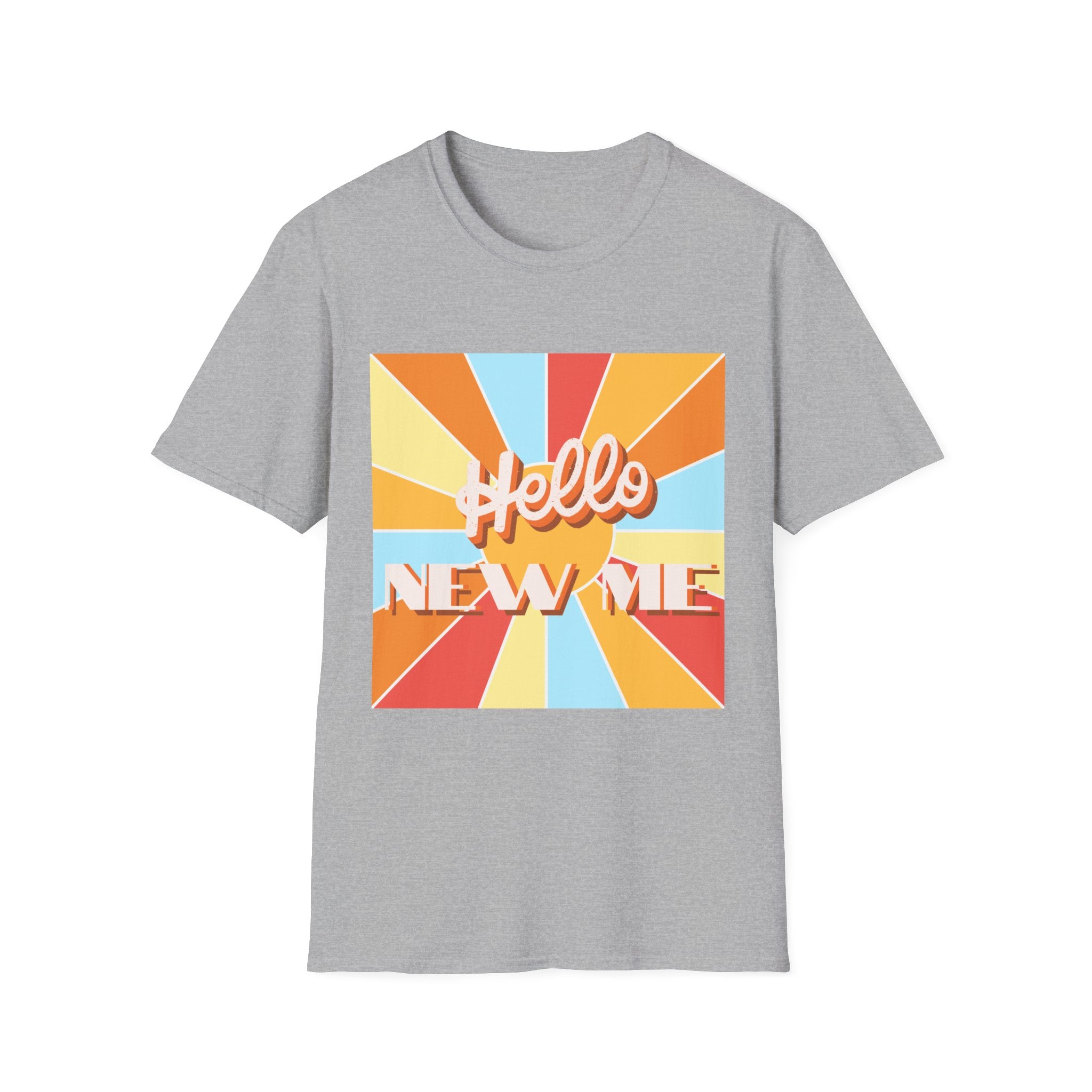 Men's Hello New Me Retro Tee — BACK: 2 Corinthians 5:17