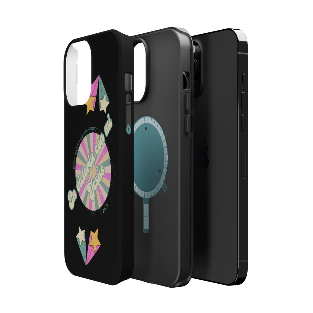 Mujeres Cover de Telefono Magnético e Impacto Resistente— "En Victoria con mi Jesús" Retro Star Design