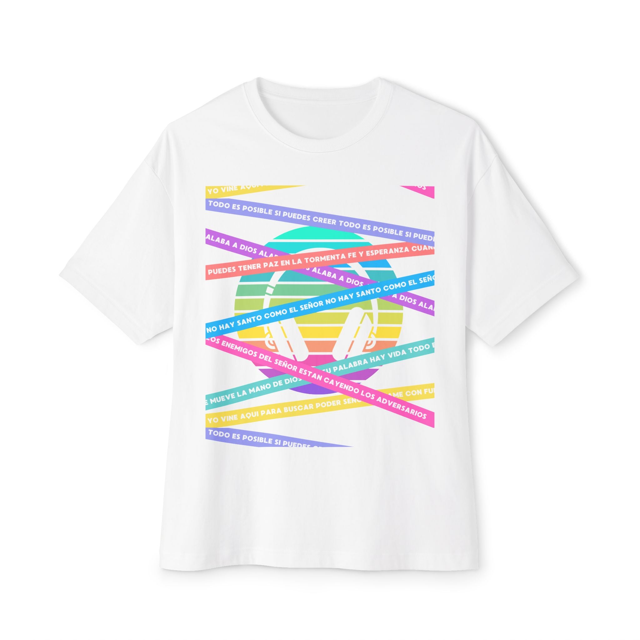 Woman's Spanish Music Tee (Música Cristiana letras)— Oversized Boxy with Colors
