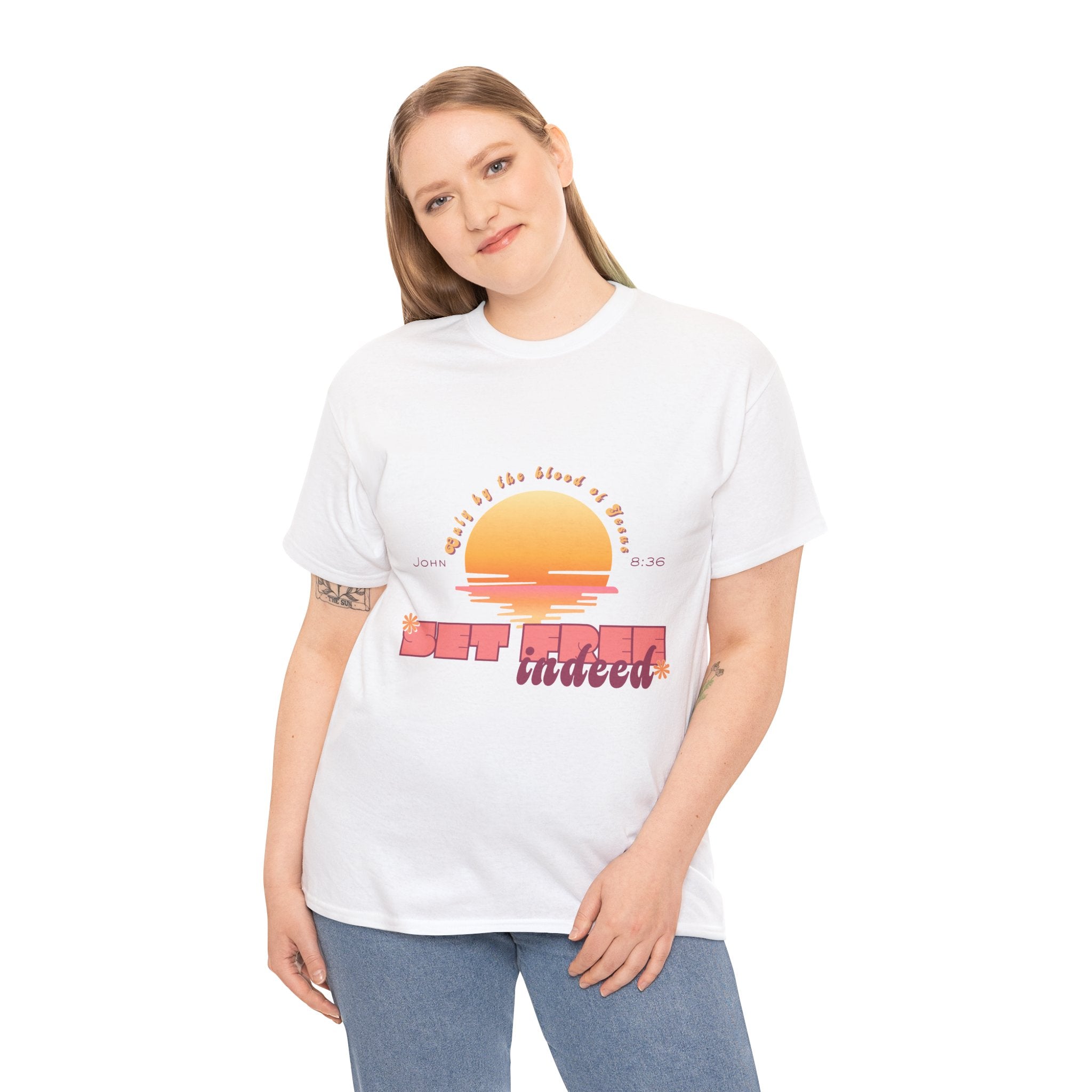 Women's 'Set free indeed' John 8:36- Heavy Cotton Tee