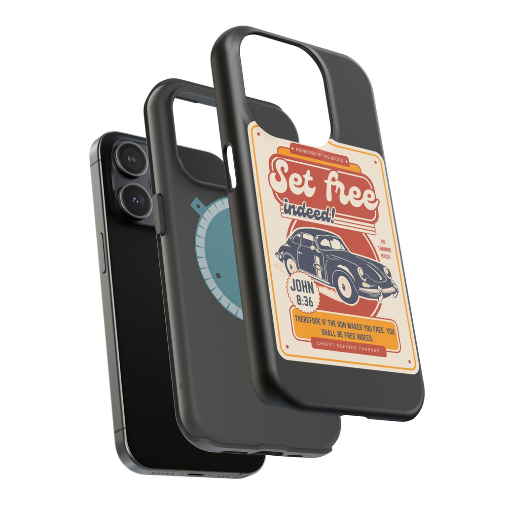 Men's 'Set free indeed' Vintage Graphic Phone Case — Magnetic Impact-Resistant