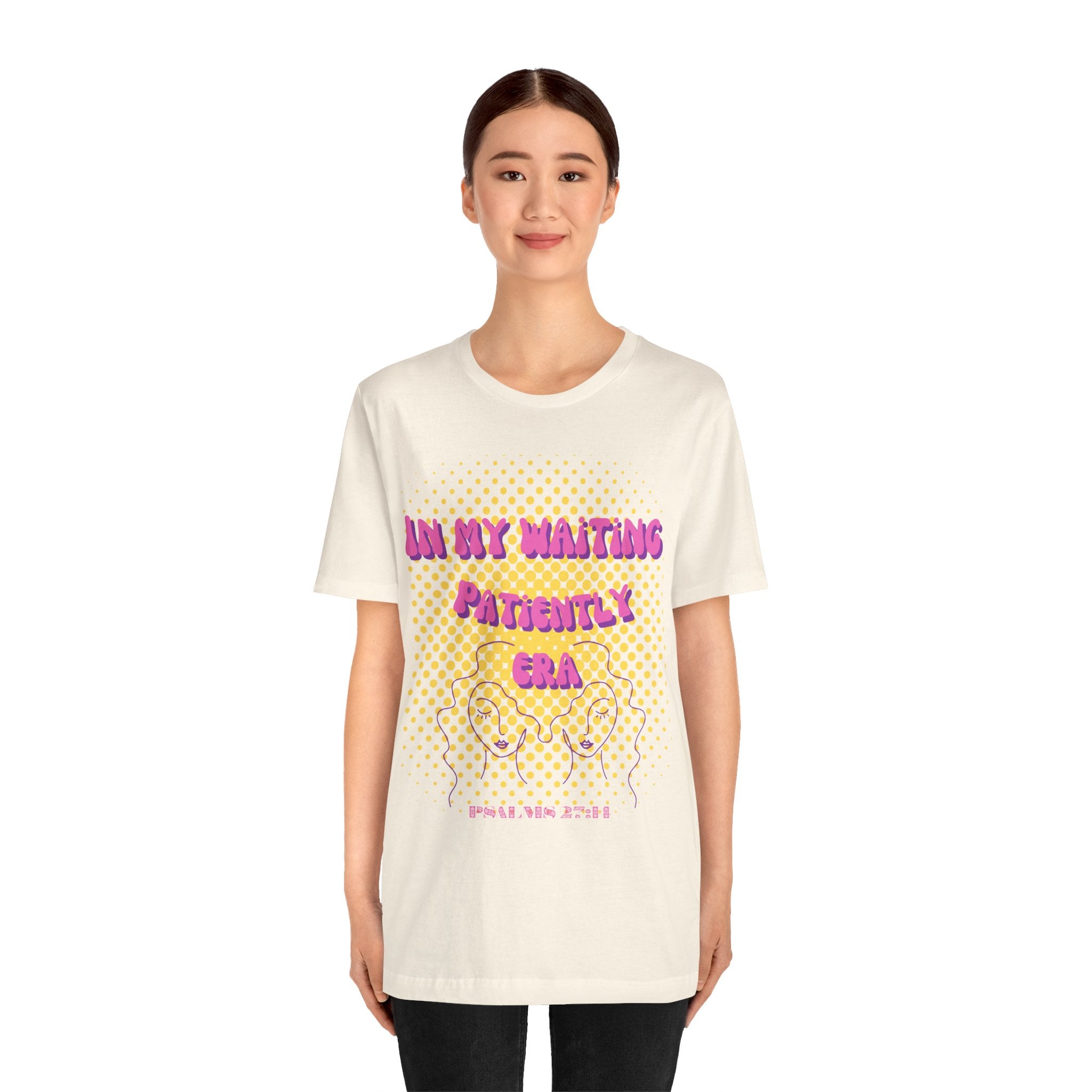 Women's 'In my Waiting Patiently Era' Tee - Yellow Graphic Jersey Short Sleeve