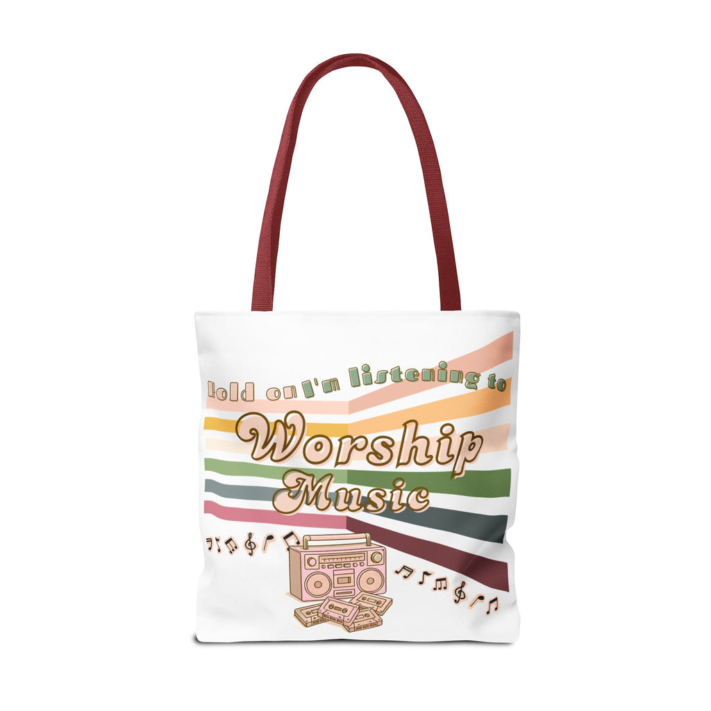 Worship Music Tote Bag – Faith-Inspired Retro Boombox Design
