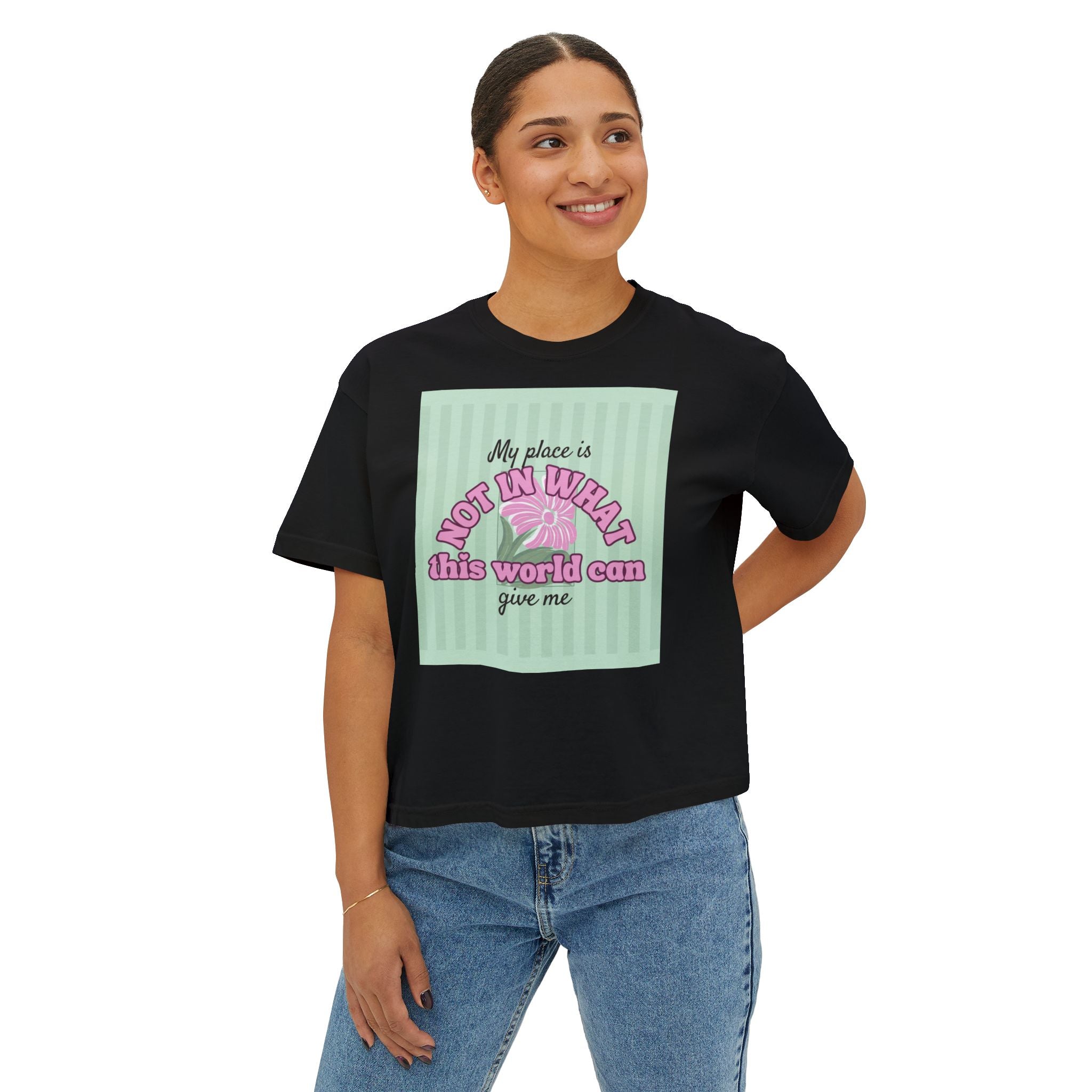 Women’s Retro Boxy Tee — 'My place is not in what this world can give me, But in the purpose God designed for my life'