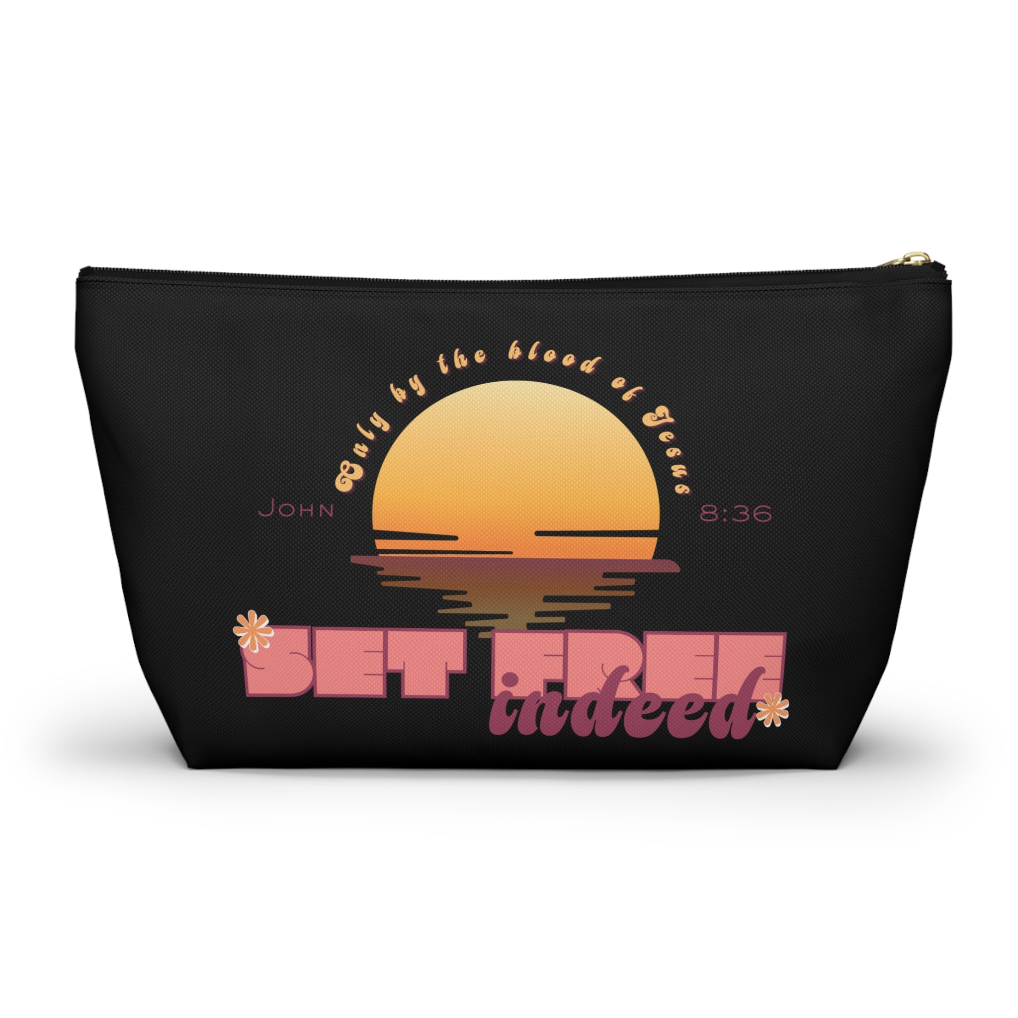 Women's 'Set free indeed'  — Sunset Accessory Pouch