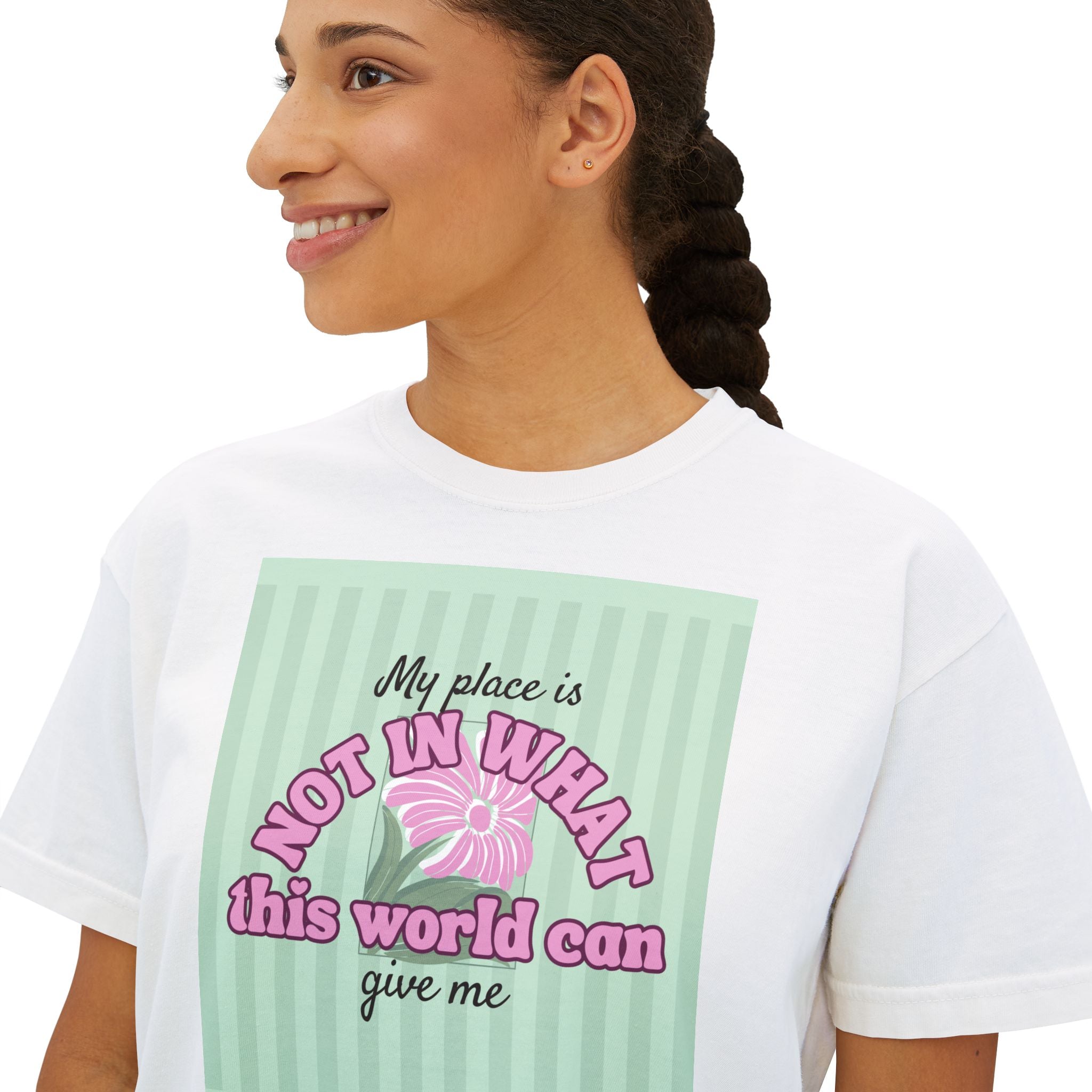 Women’s Retro Boxy Tee — 'My place is not in what this world can give me, But in the purpose God designed for my life'