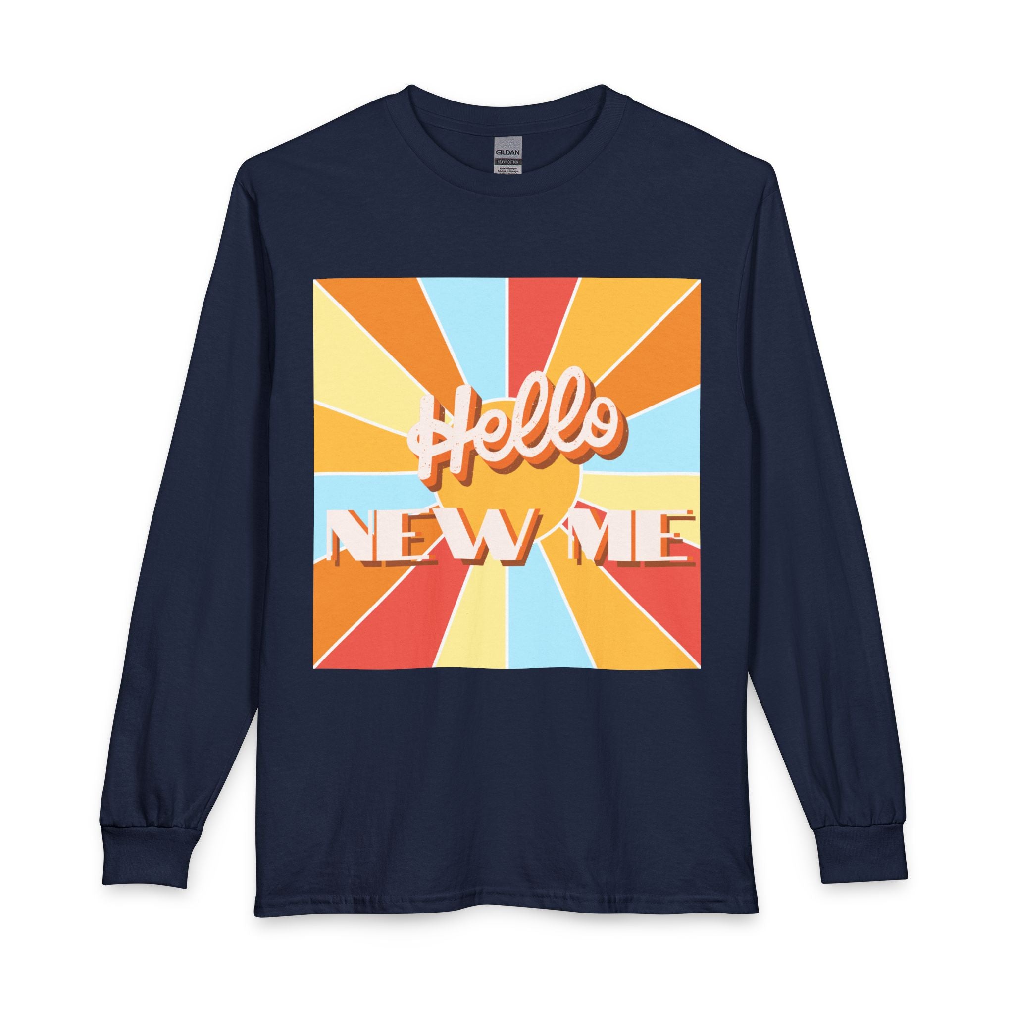 Men's Long Sleeve  — "Hello New Me" Christian Made New in Christ Inspirational Shirt