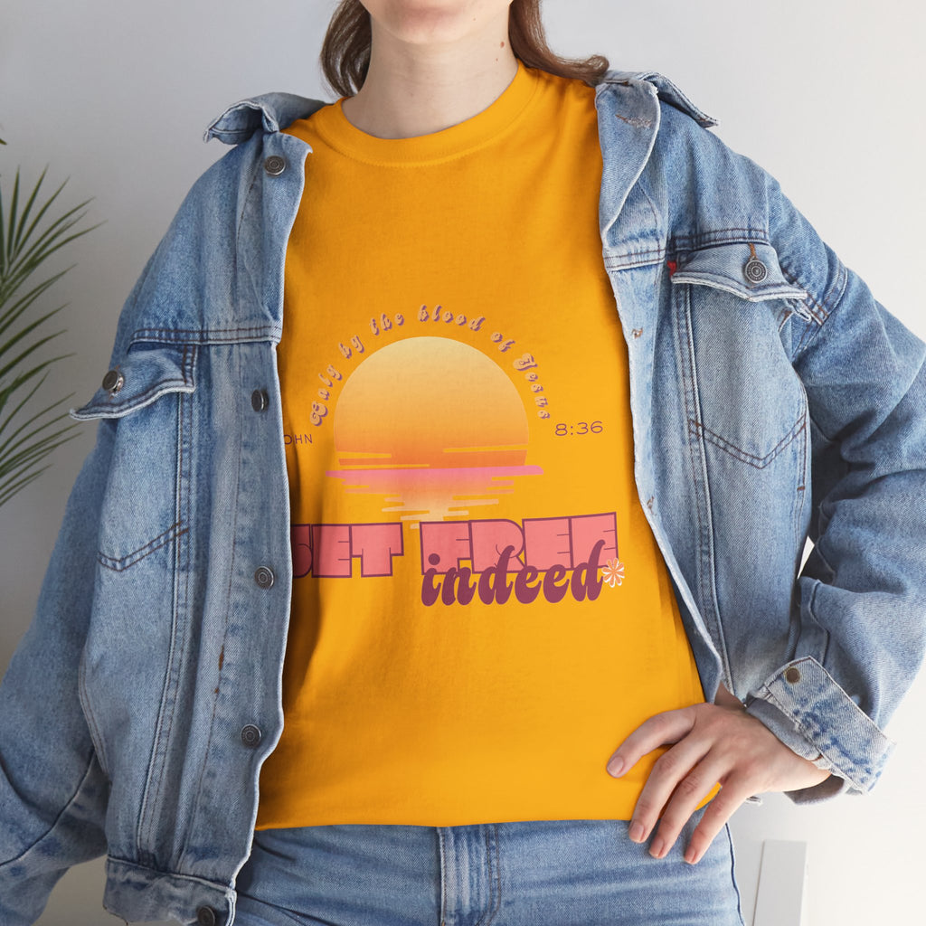 Women's 'Set free indeed' John 8:36- Heavy Cotton Tee