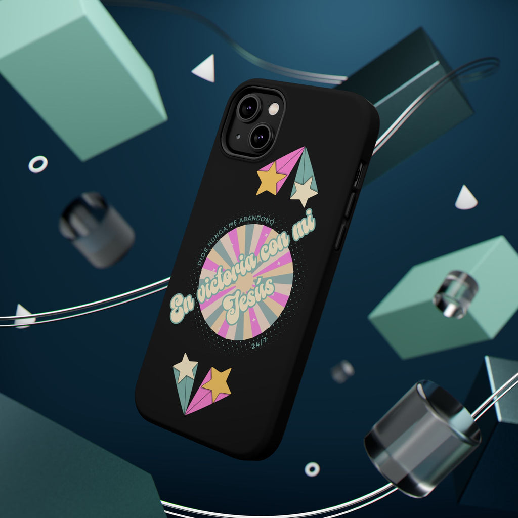 Mujeres Cover de Telefono Magnético e Impacto Resistente— "En Victoria con mi Jesús" Retro Star Design