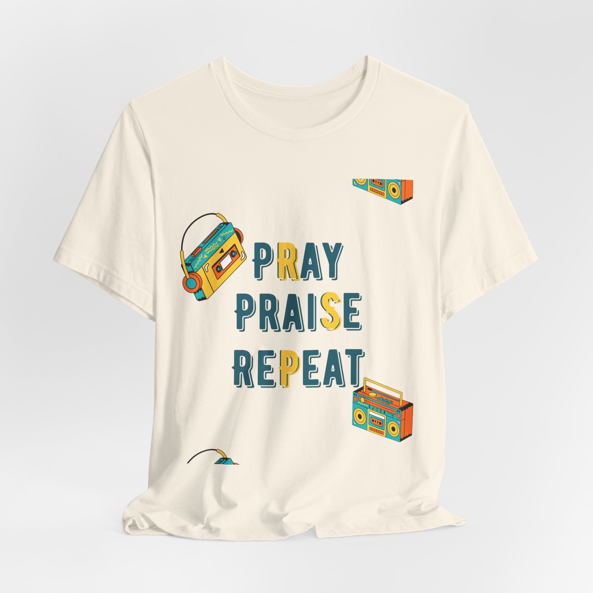 Pray Praise Repeat T-Shirt — Vintage Boombox Christian Tee