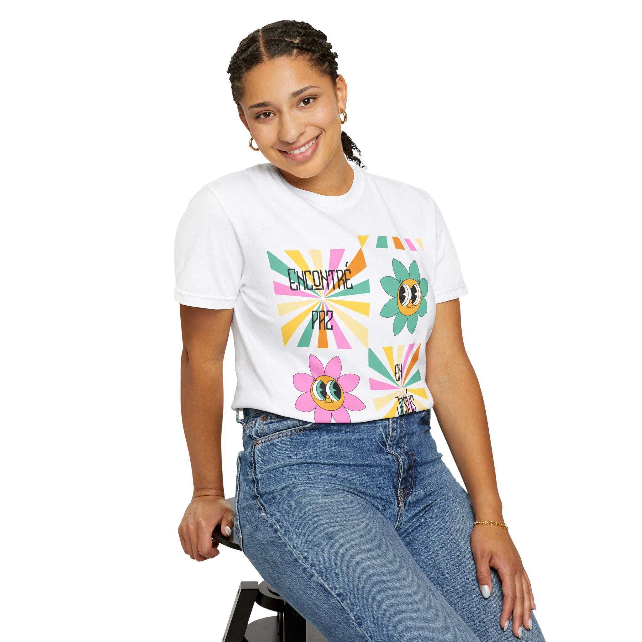 Woman's Spanish "Encontré paz en Jesús"- Camisa Retro Español