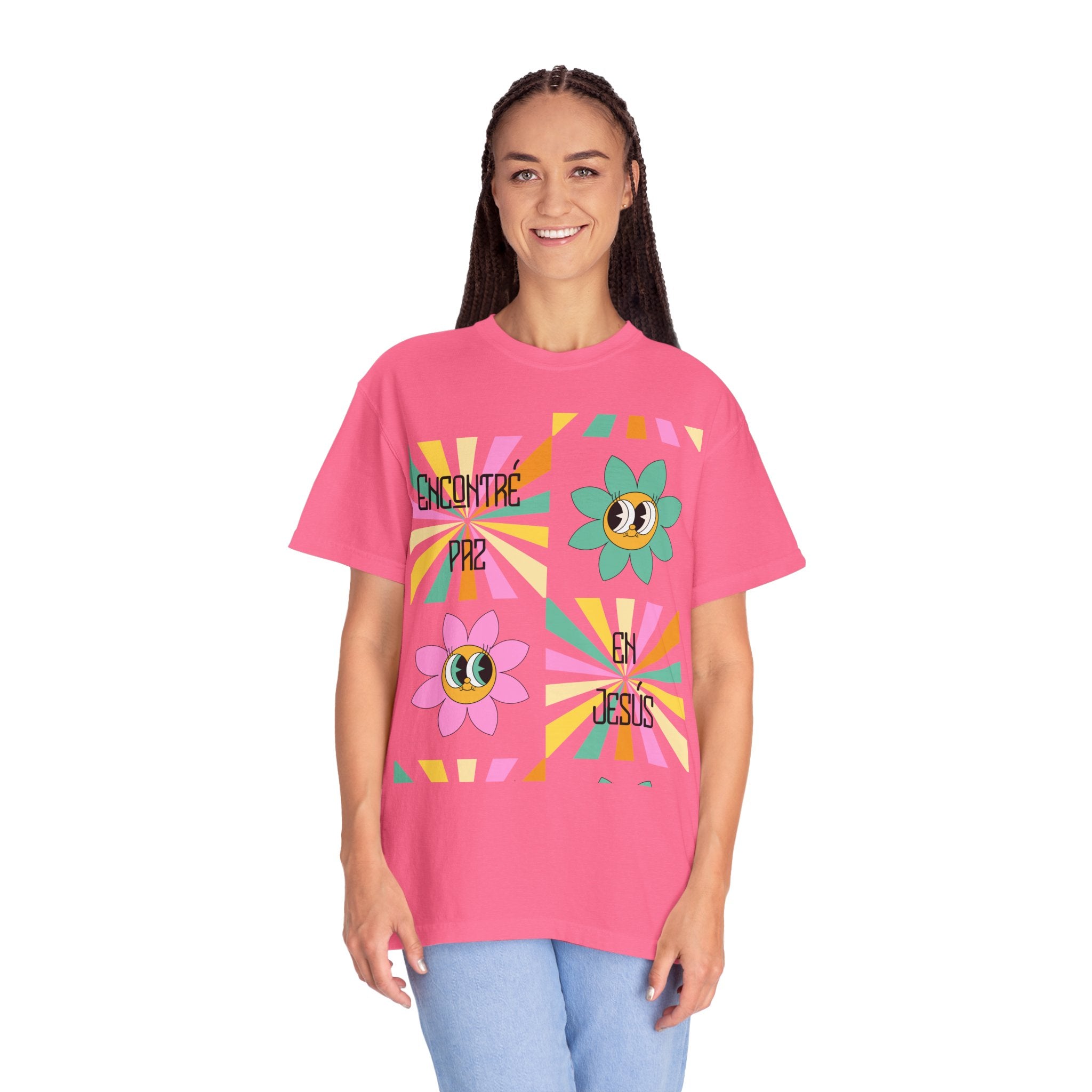 Woman's Spanish "Encontré paz en Jesús"- Camisa Retro Español