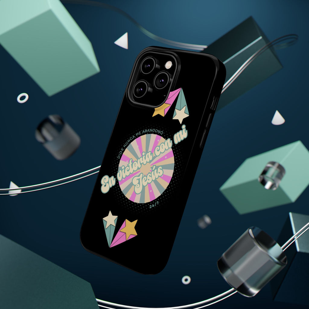 Mujeres Cover de Telefono Magnético e Impacto Resistente— "En Victoria con mi Jesús" Retro Star Design