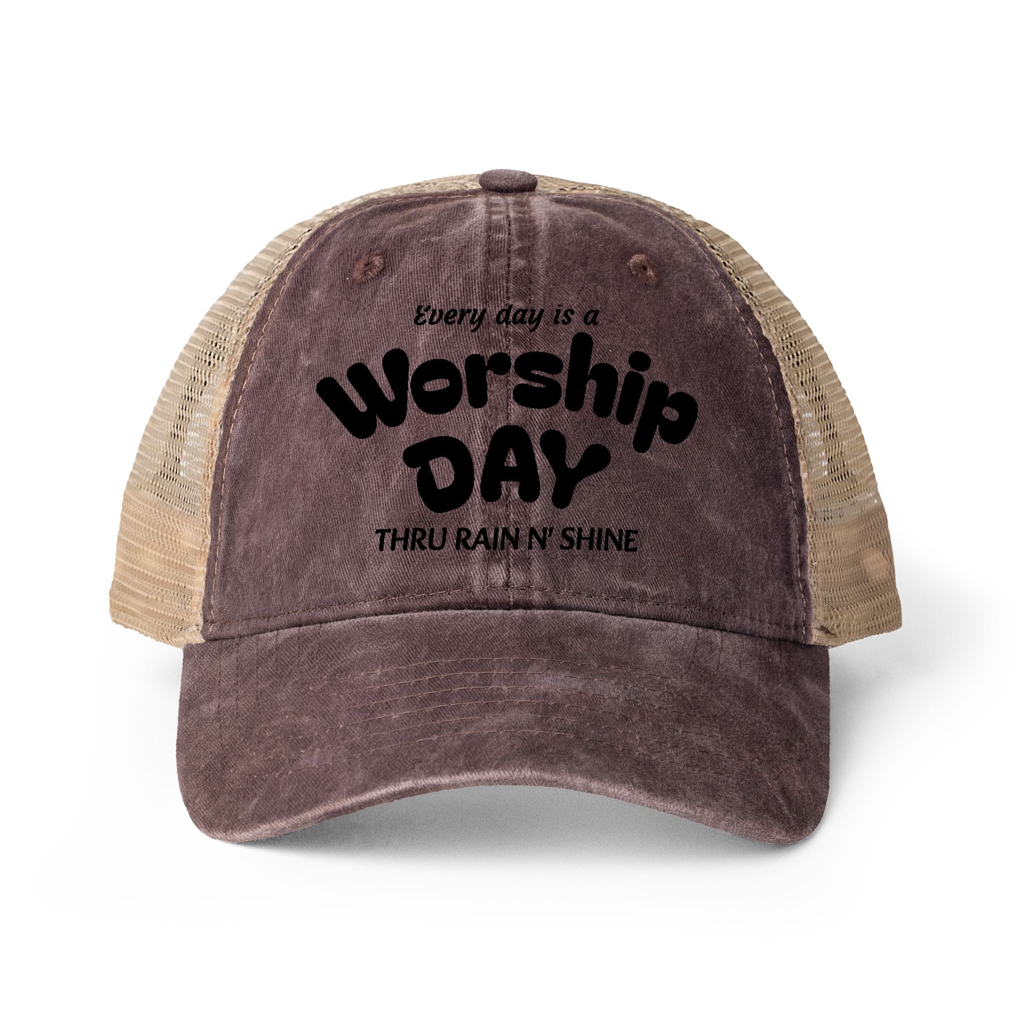 Women's Washed Mesh-Back Cap - Everyday is Worship day