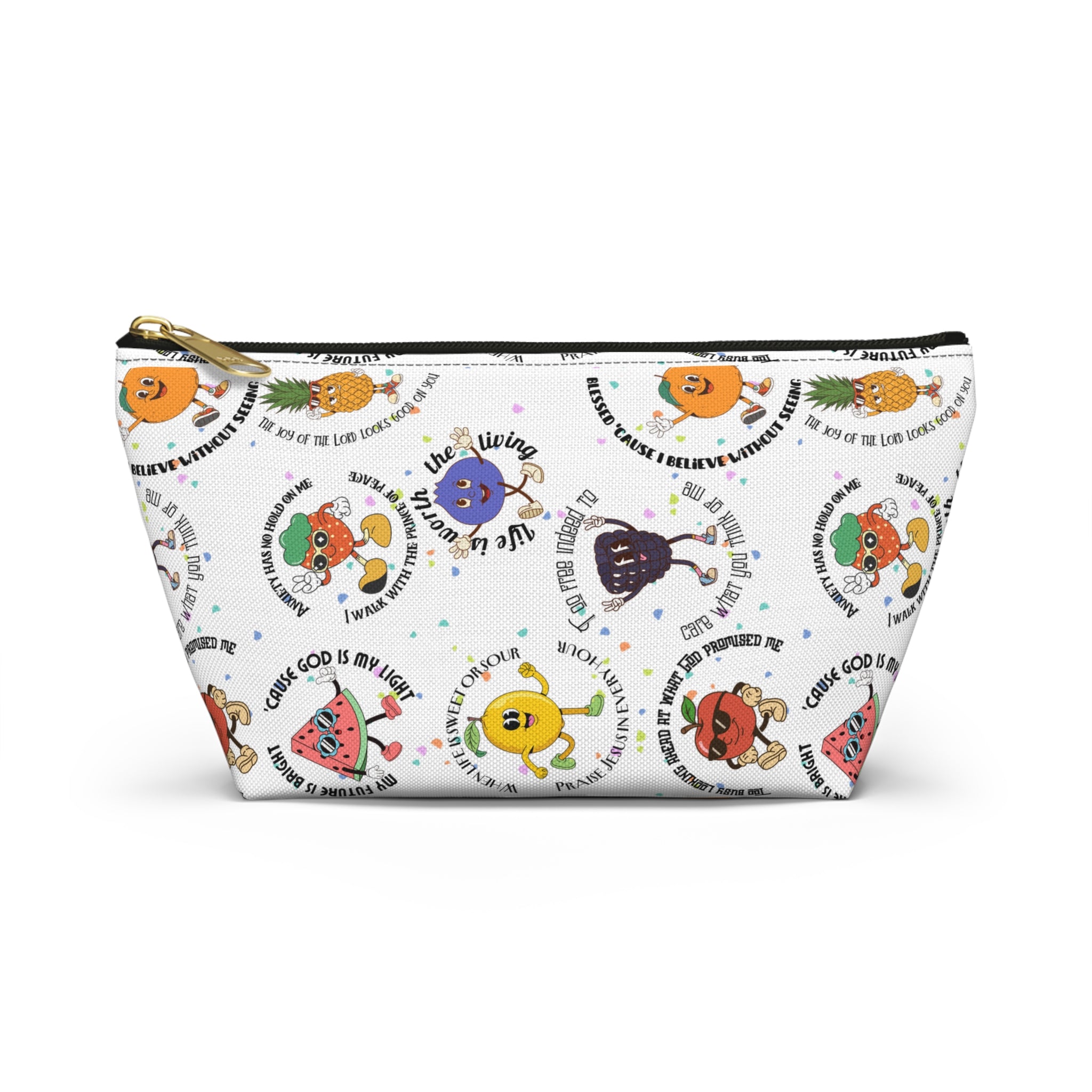 Fruitful Quotes Accessory Pouch — T-Bottom Bag