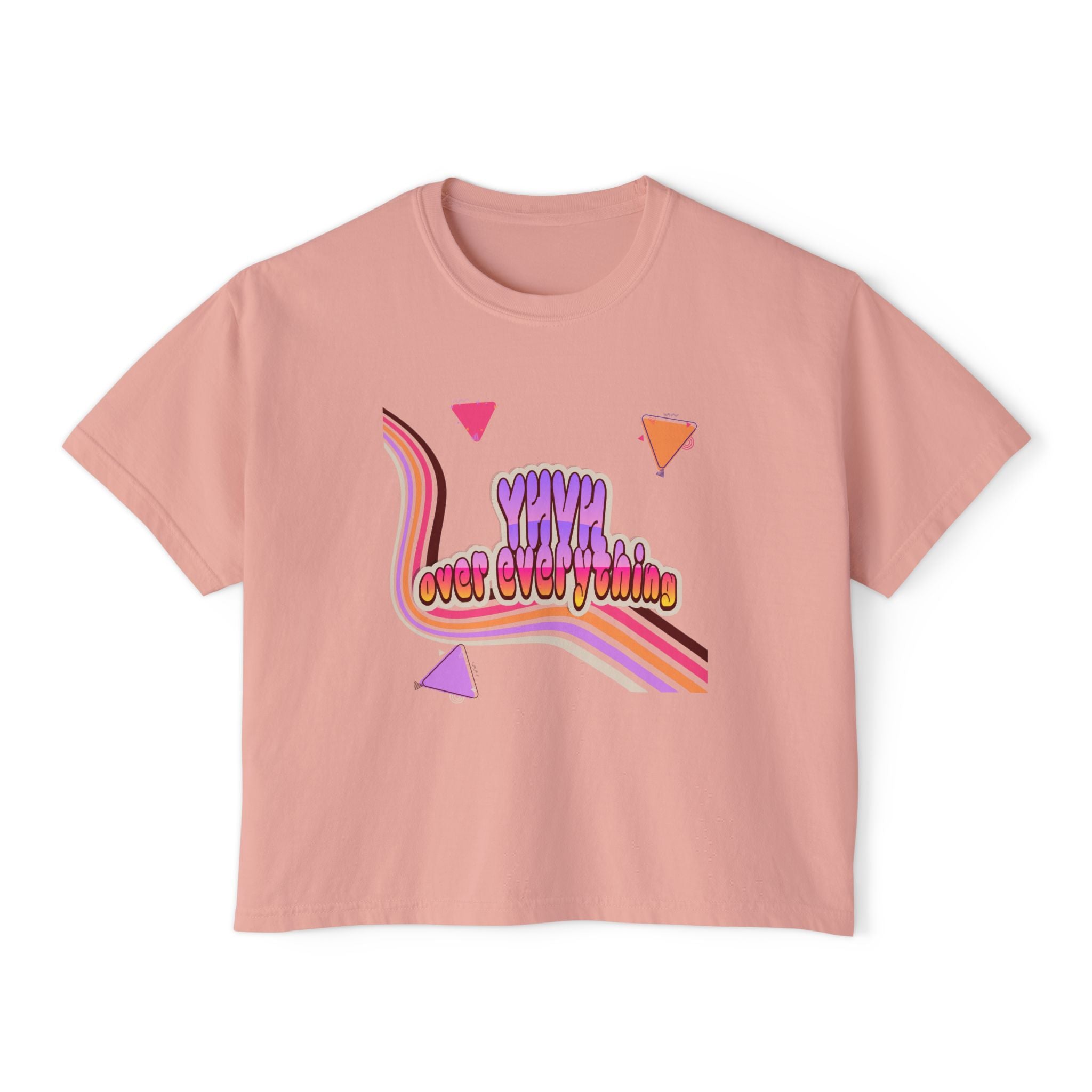 Retro 'YHVH over everything' Boxy Tee — Women's 90s Vibe Graphic T-Shirt