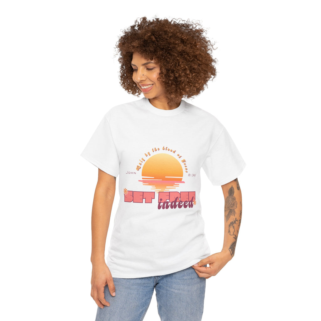 Women's 'Set free indeed' John 8:36- Heavy Cotton Tee