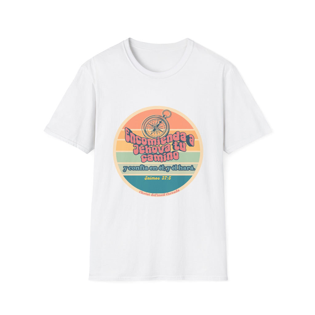 "Encomienda a Jehová tu camino" Camisa — Retro compás Camisa Feminina