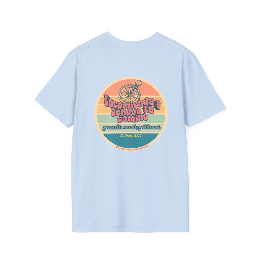"Encomienda a Jehová tu camino" Camisa — Retro compás Camisa Feminina