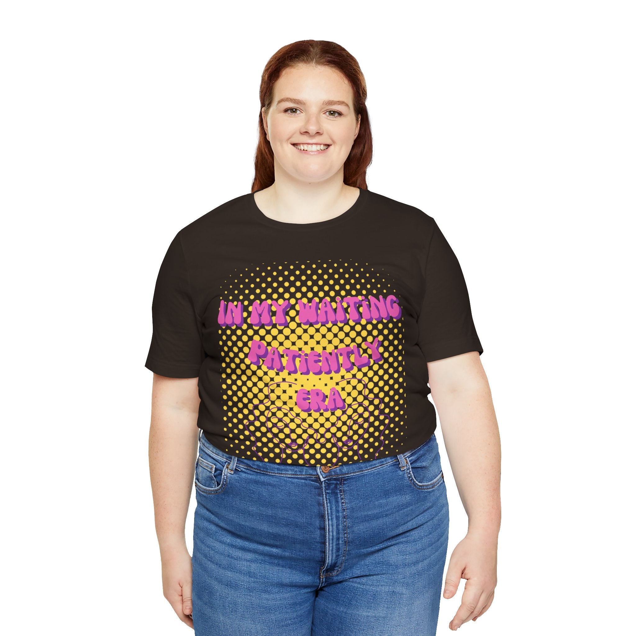 Women's 'In my Waiting Patiently Era' Tee - Yellow Graphic Jersey Short Sleeve
