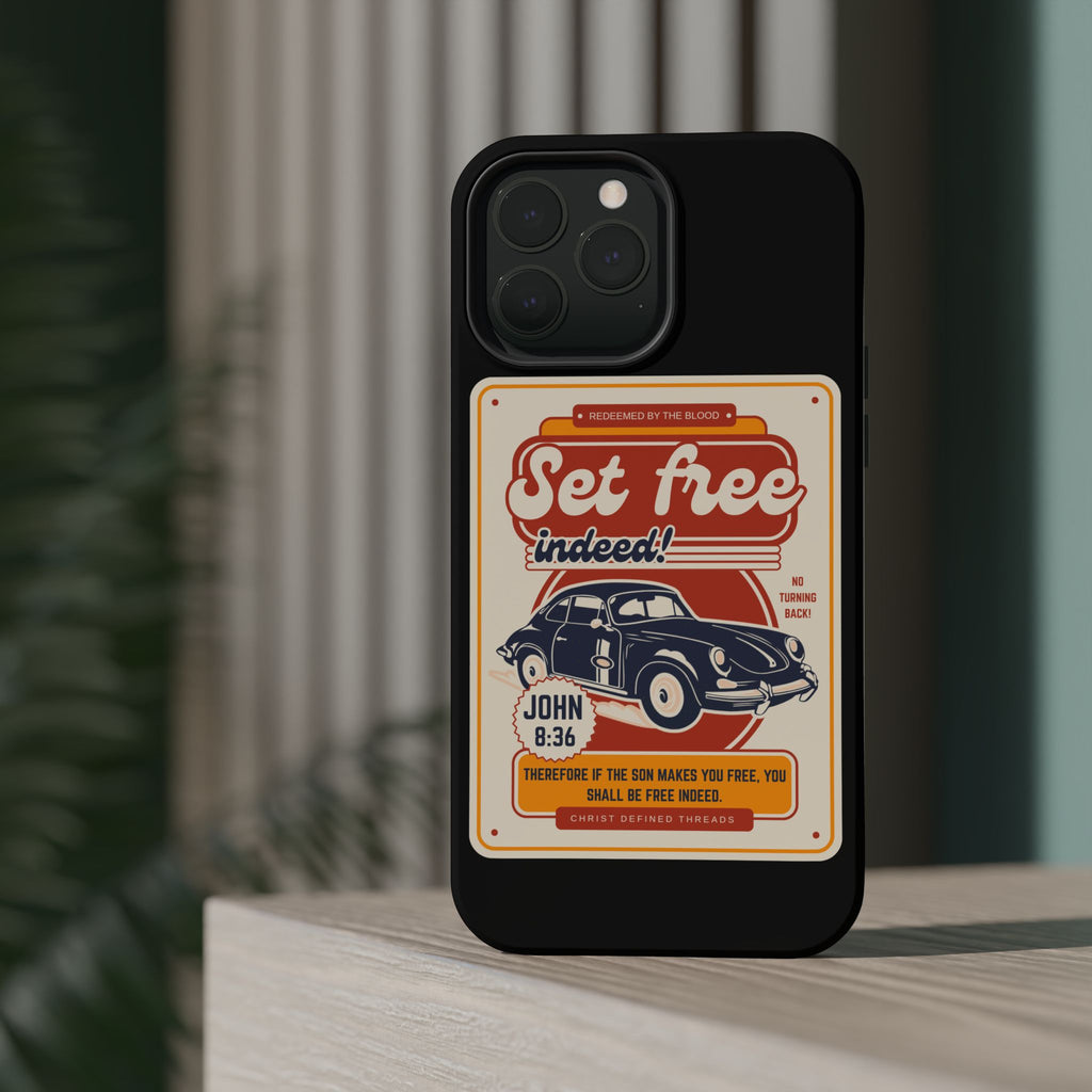 Men's 'Set free indeed' Vintage Graphic Phone Case — Magnetic Impact-Resistant